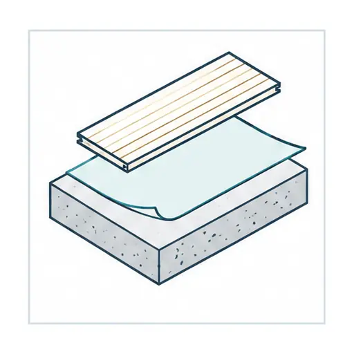 Schematic: Concrete slab, floating over underlayment