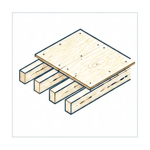 Schematic: Wood subfloor (raised foundation or upstairs)